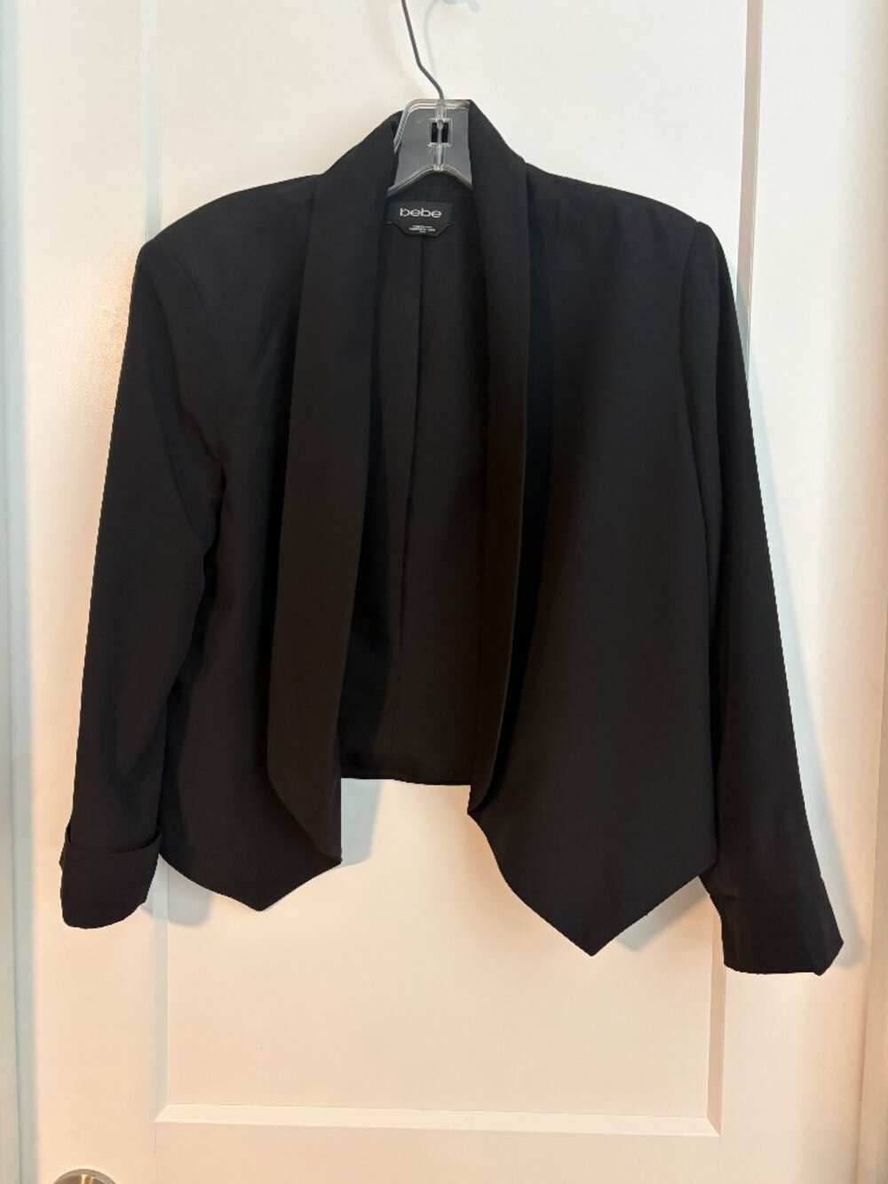 Bebe Black Open Front Cropped Blazer – Medium- Pre-owned